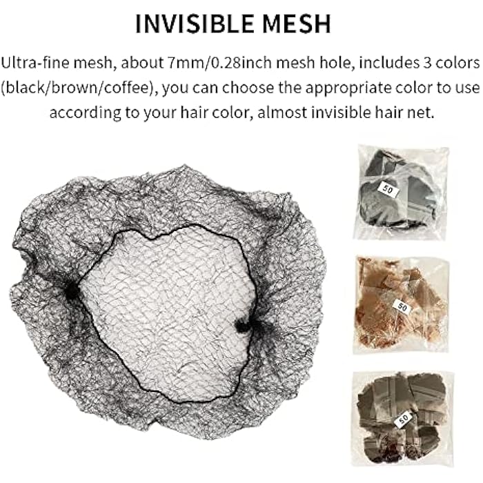 melebellot Bun net, 30 pcs hair net, invisible hair bun net, elastic edge mesh, dancer and nurse hair bun accessory - Image 5